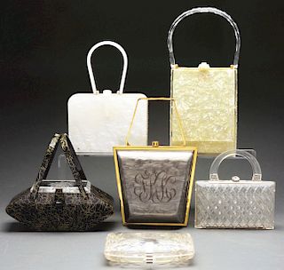 Lot of 6: Vintage 1950's Lucite Handbags.