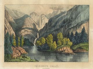 Yo-Semite Falls. California - Currier & Ives Small Folio Lithograph