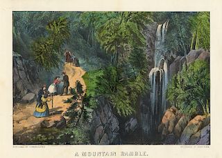 A Mountain Ramble - Currier & Ives Small Folio Lithograph