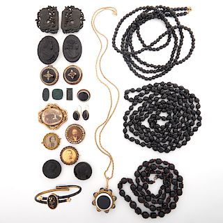 COLLECTION OF VICTORIAN MOURNING JEWELRY
