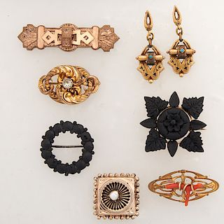 VICTORIAN BROOCHES & EARRINGS
