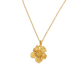 TIFFANY & CO. YELLOW GOLD "WILD ROSE" PENDANT NECKLACE 