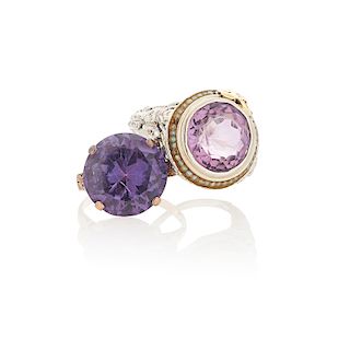 AMETHYST OR SYNTHETIC ALEXANDRITE RINGS