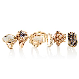 PEARL OR SAPPHIRE YELLOW GOLD RINGS