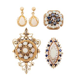 OPAL OR SAPPHIRE YELLOW GOLD JEWELRY