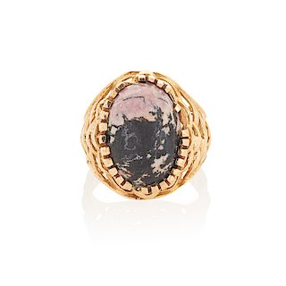 AGATE & YELLOW GOLD RING