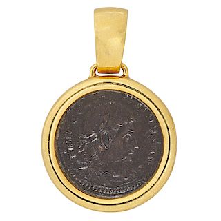 ROMAN IMPERIAL COIN & YELLOW GOLD PENDANT