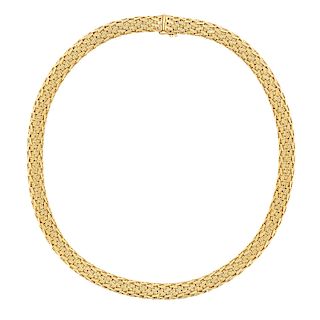 WOVEN YELLOW GOLD NECKLACE