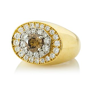 DAVID WEBB COGNAC DIAMOND & YELLOW GOLD RING
