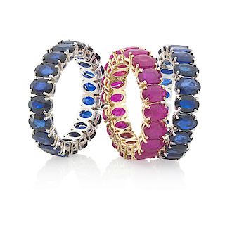 RUBY OR SAPPHIRE ETERNITY BAND RINGS