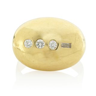 CARTIER DIAMOND & YELLOW GOLD MORSE CODE "VICTORY" RING 
