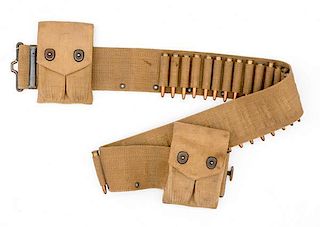 WWI Era Mills 45-Loop Krag Cartridge Belt and Two .45 Clip Pouches 