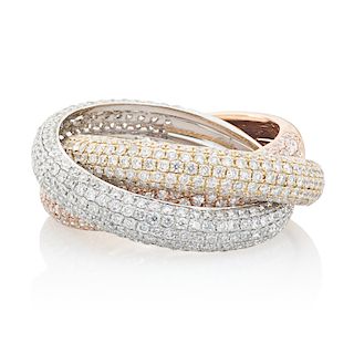 DIAMOND & TRICOLOR GOLD BAND RING