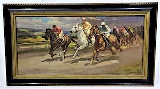 Signed and Dated Horseracing Scene