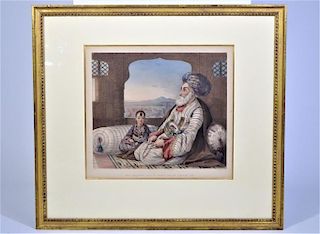 19th C. Orientalist Colored Engraving