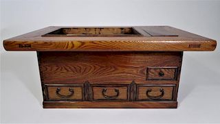 Early 20th C. Japanese Elm Horchow Hibachi