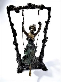 Bronze Sculpture, Girl on a Swing by Moreau