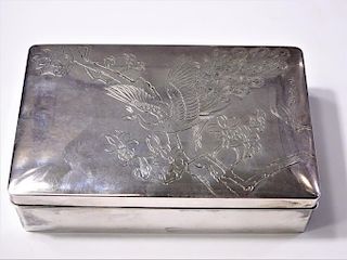 Edo Dynasty Sterling Silver Zitan Cigarette Box