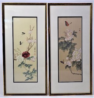 Chinese Silk Embroidery Butterflies, Framed