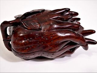 Carved Chinese Buddha's Hand Wooden Box