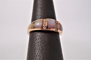 Diamond and Pearl Ring 14k Yellow Gold