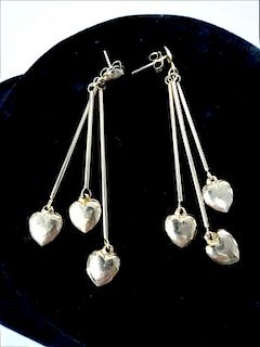 14k Yellow Gold Heart Dangle Earrings