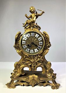 19th C. French Gilt Bronze Mantle Clock