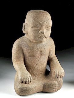 Important Olmec Stone Seated Figure of a Child