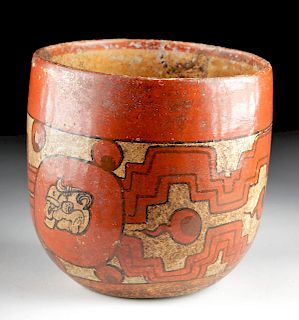 Stunning Maya Peten Polychrome Vase
