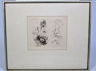 Signed Early 20th C. Framed Etching