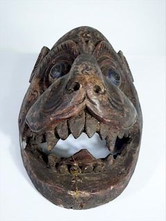 Antique Large Brown Panther Mask