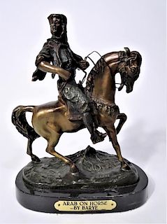 Bronze Sculpture "Arab on Horse" by Barye