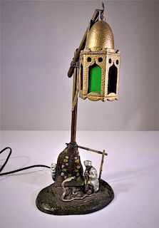 Austrian Cold Painted Viennese Bronze Lamp