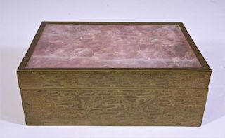 Early Chinese Gilt and Rose Quartz Box