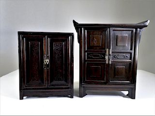 Two Chinese Hardwood Jewelry Cabinets