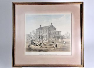 Framed Lithograph, Home of Abraham Lincoln