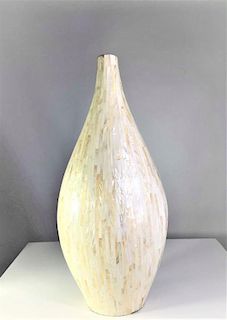 Ivory Waterfall Glass Tall Wide Bud Vase