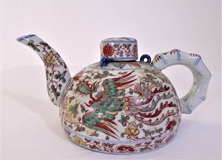 Chinese Hand Painted Teapot with Flying Phoenix
