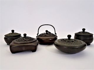Collection of 5 Chinese Boxes with Lids