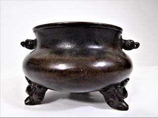 Bronze 3 Legged Small Bowl with Handles