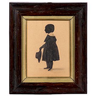 Silhouette of a Boy Holding a Hat