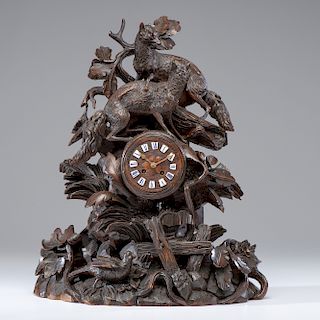 German Black Forest Carved Clock