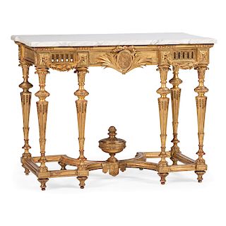 Louis XVI-style Marble Top Giltwood Center Table