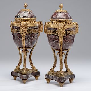 Louis XVI-style Marble Garniture Urns 