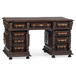 Portuguese Baroque-style Carved Rosewood Desk