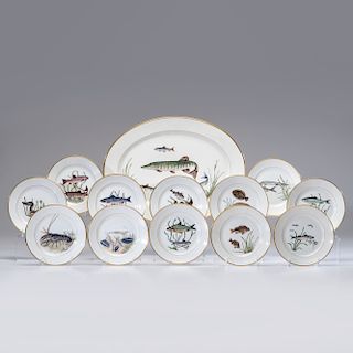 Royal Copenhagen Fish Platter with Associated Plates