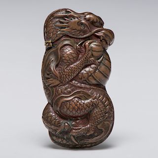 Copper Dragon Figural Match Safe