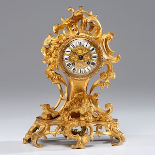 Rococo-style Gilt Metal Mantel Clock