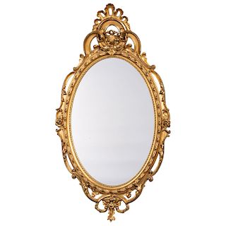 Rococo-style Giltwood Oval Mirror