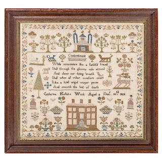 Sampler by Catharine Kellets, Dated 1822